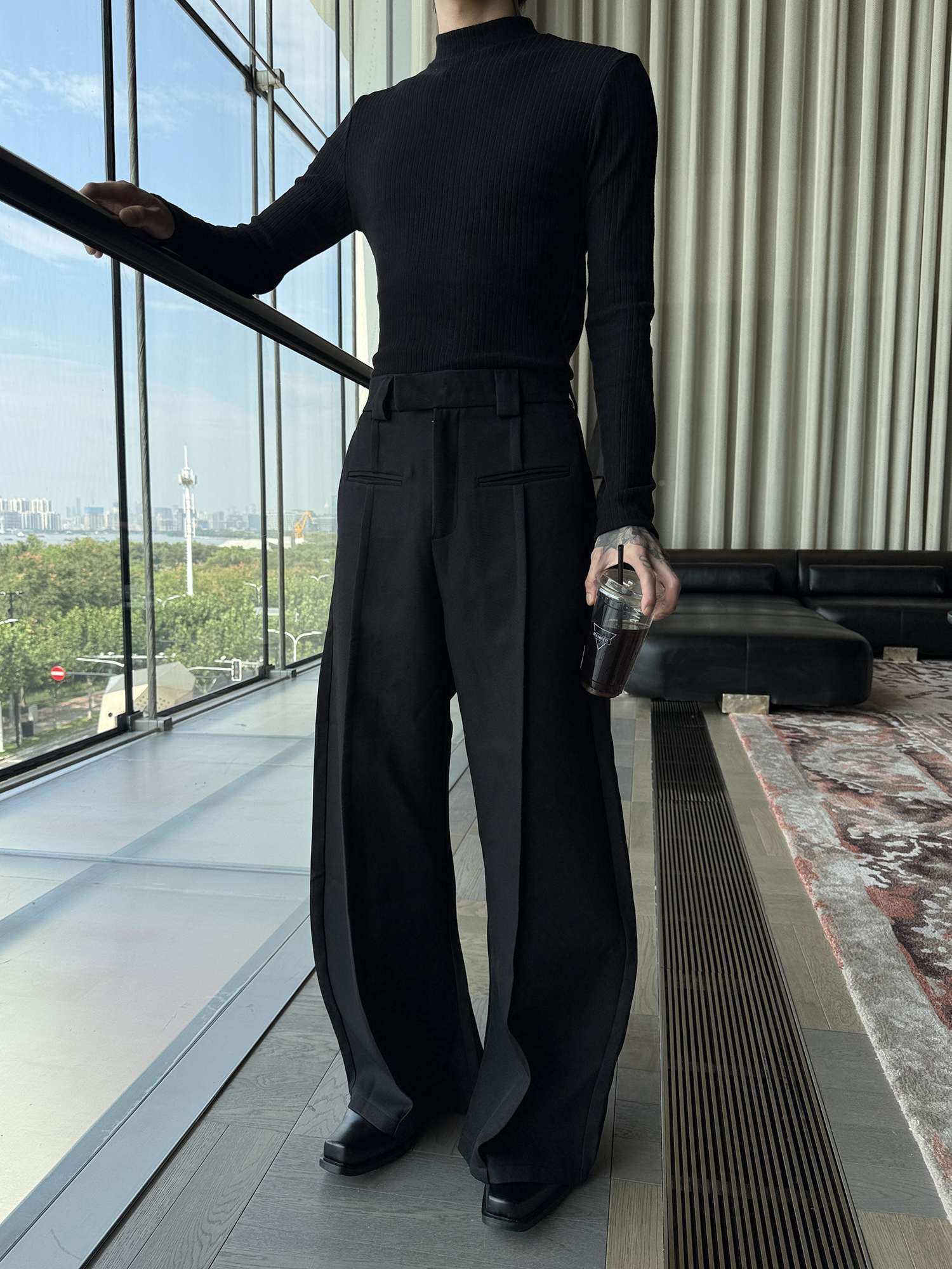 Tailored Trouser Wide - Unisex High Waist Straight Leg Pants