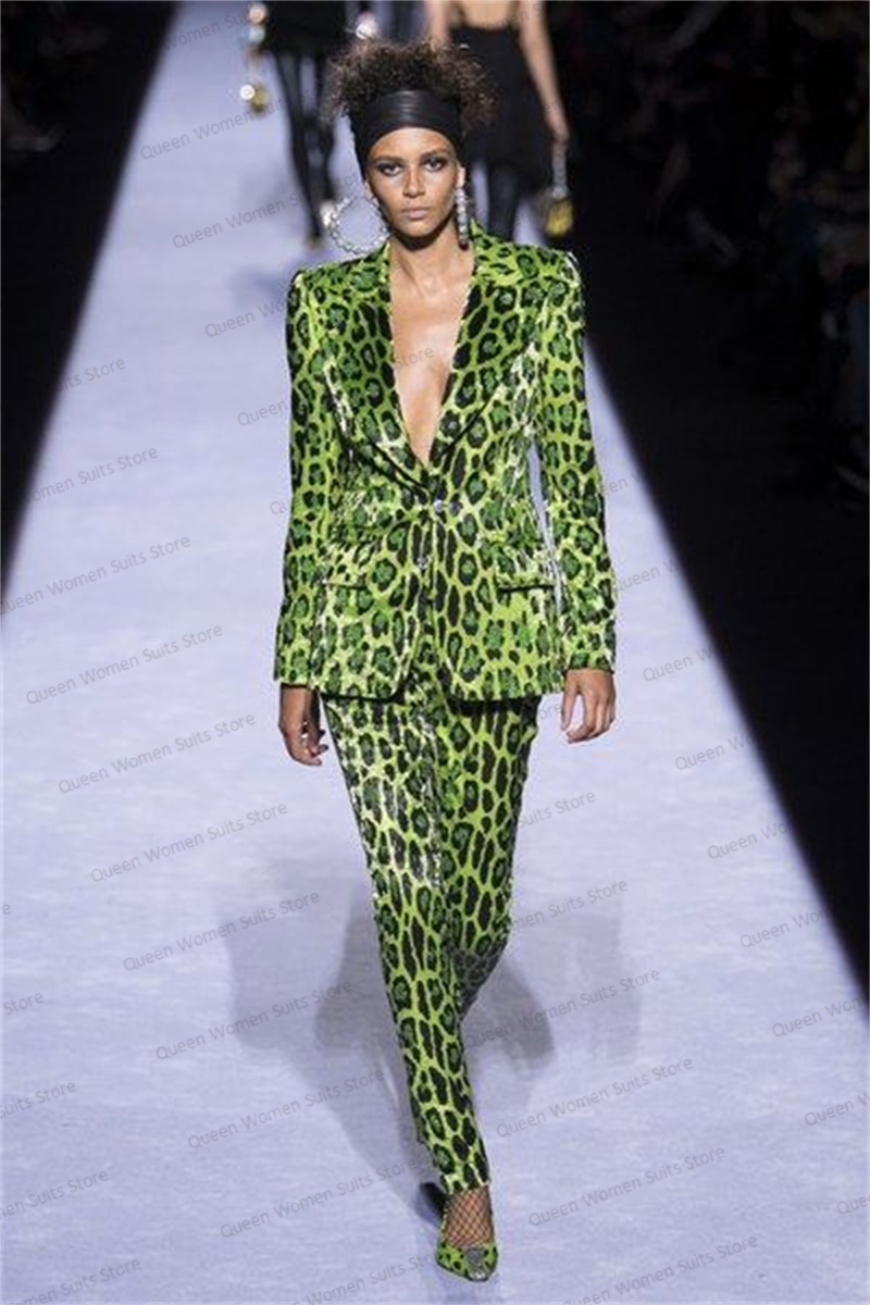 Sequins Leopard Women Suit Set - Women'S Formal Jackets To Wear With Dresses review and price