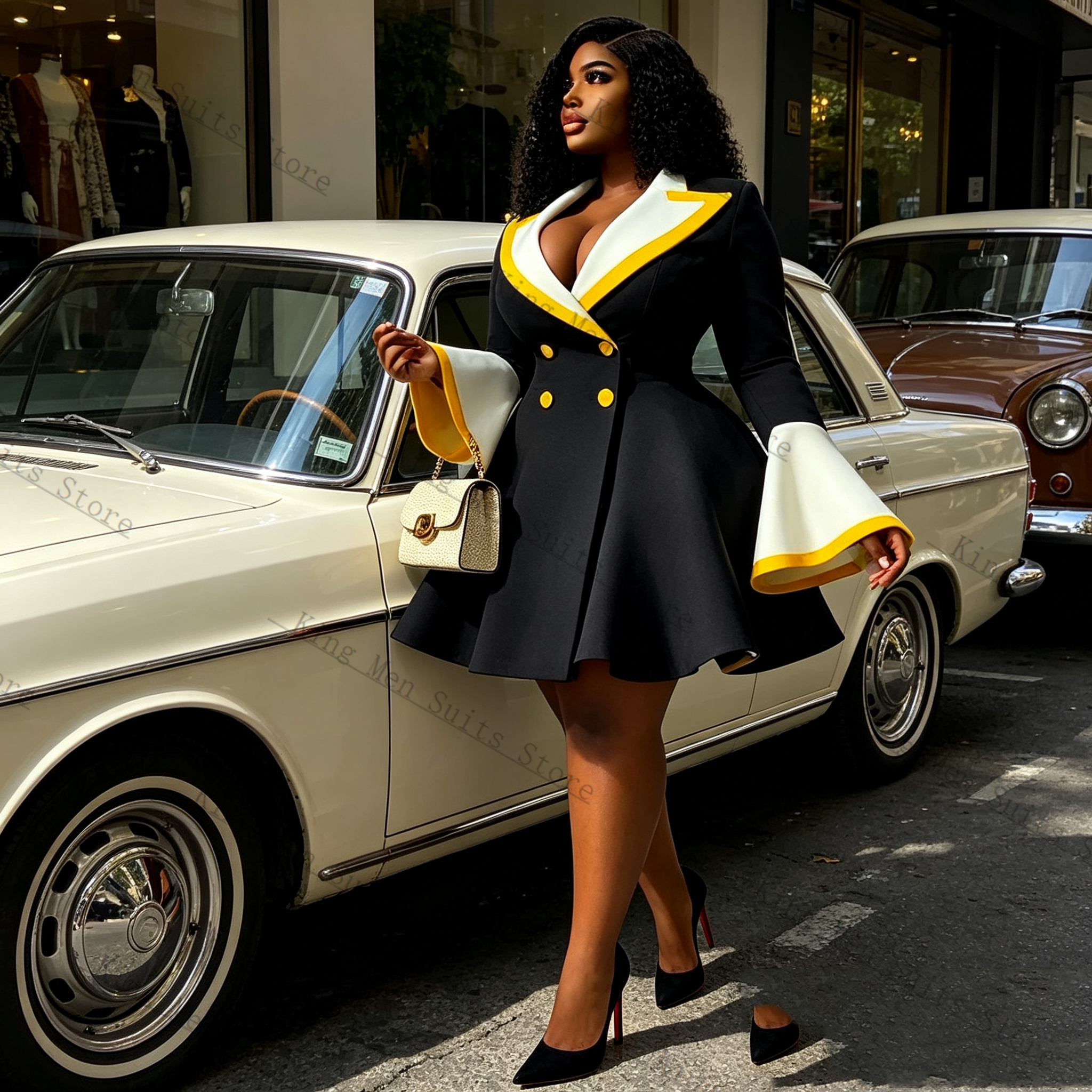 Spring Women Suit Skirt 1 Pcs  - Women Formal Wear Black And White review and price