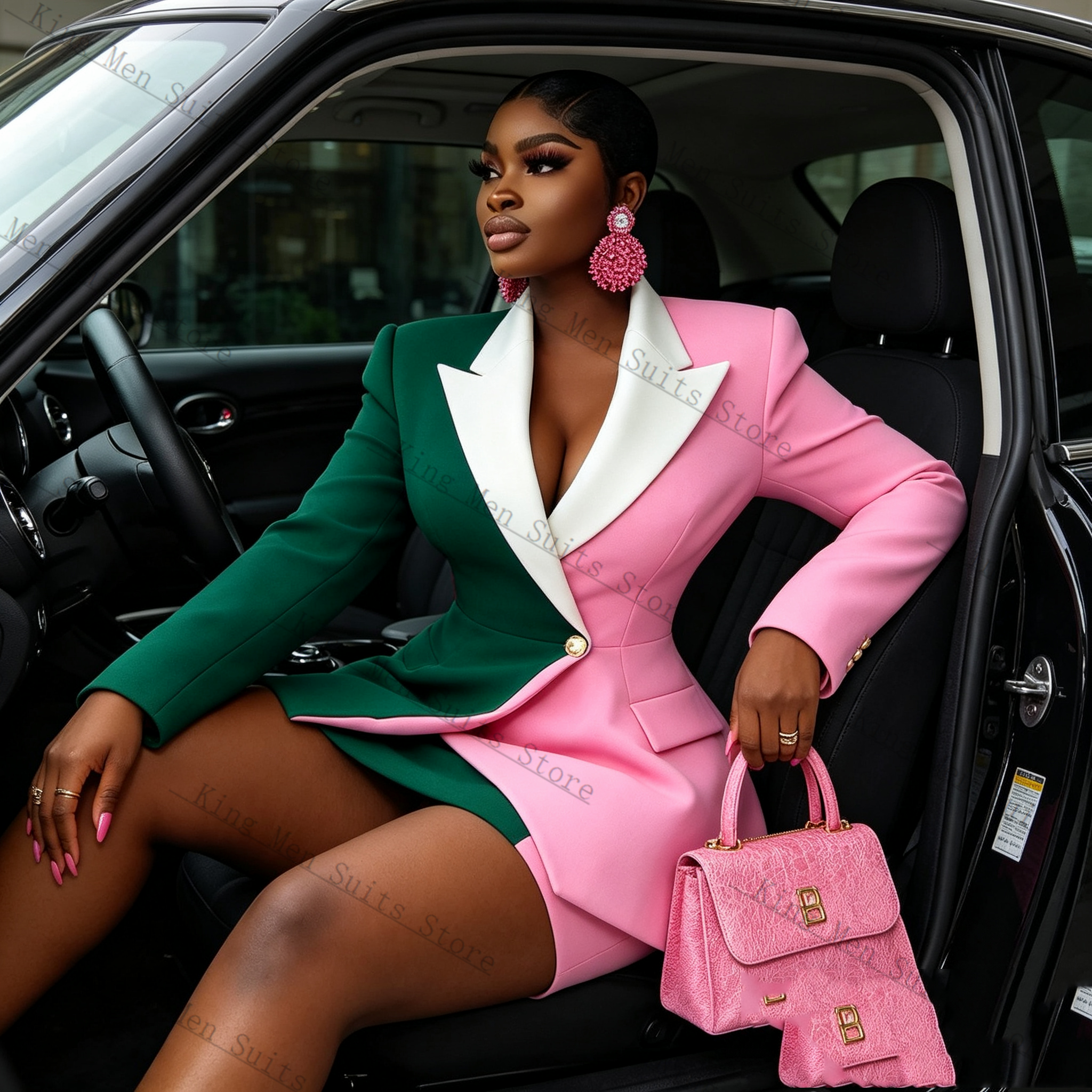 Pink Green Women Suit Skirt Se - Women'S Formal Jackets To Wear With Dresses review and price