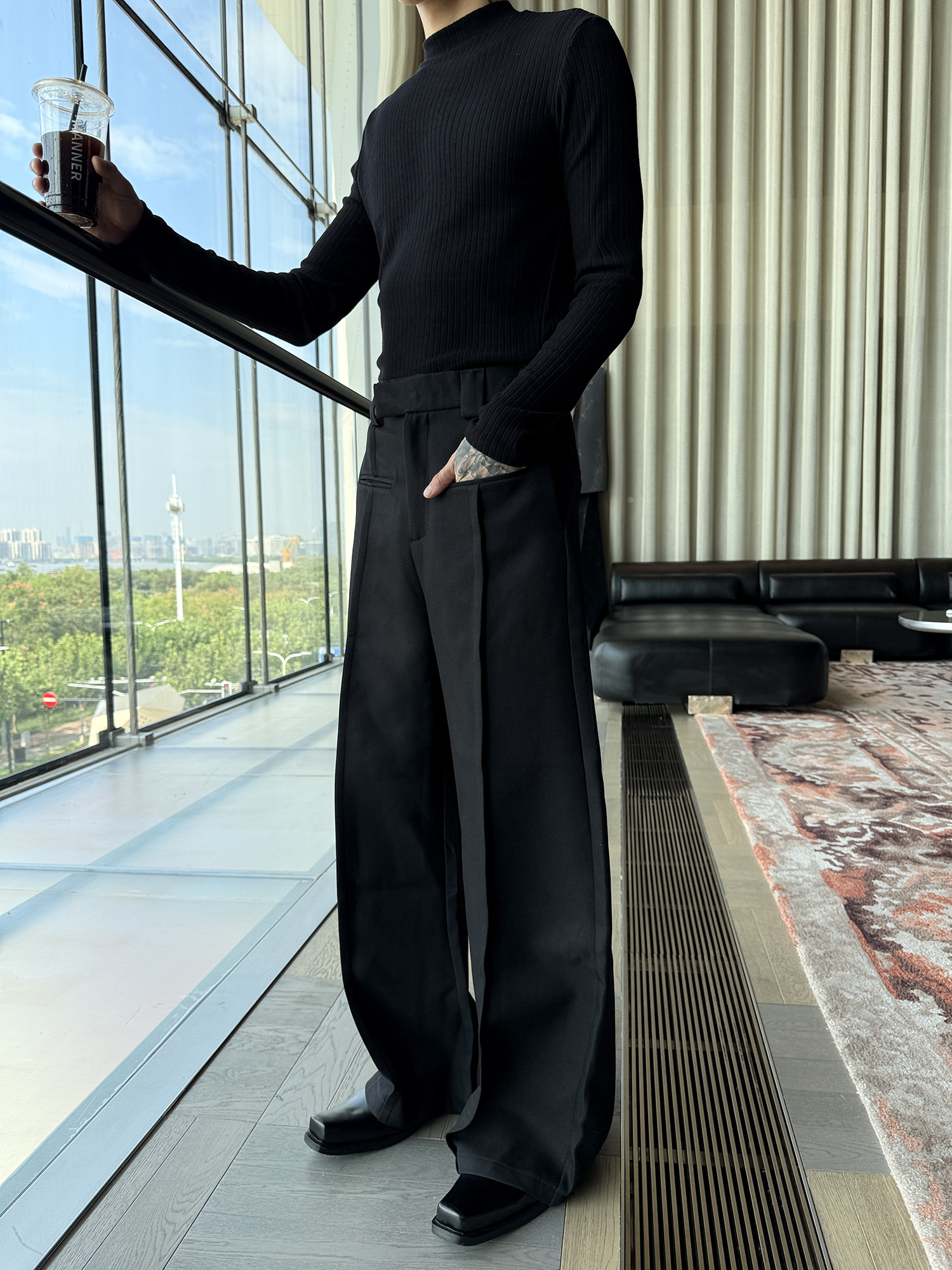 Unisex High Waist Straight Leg - Tailored Trouser Wide review and price