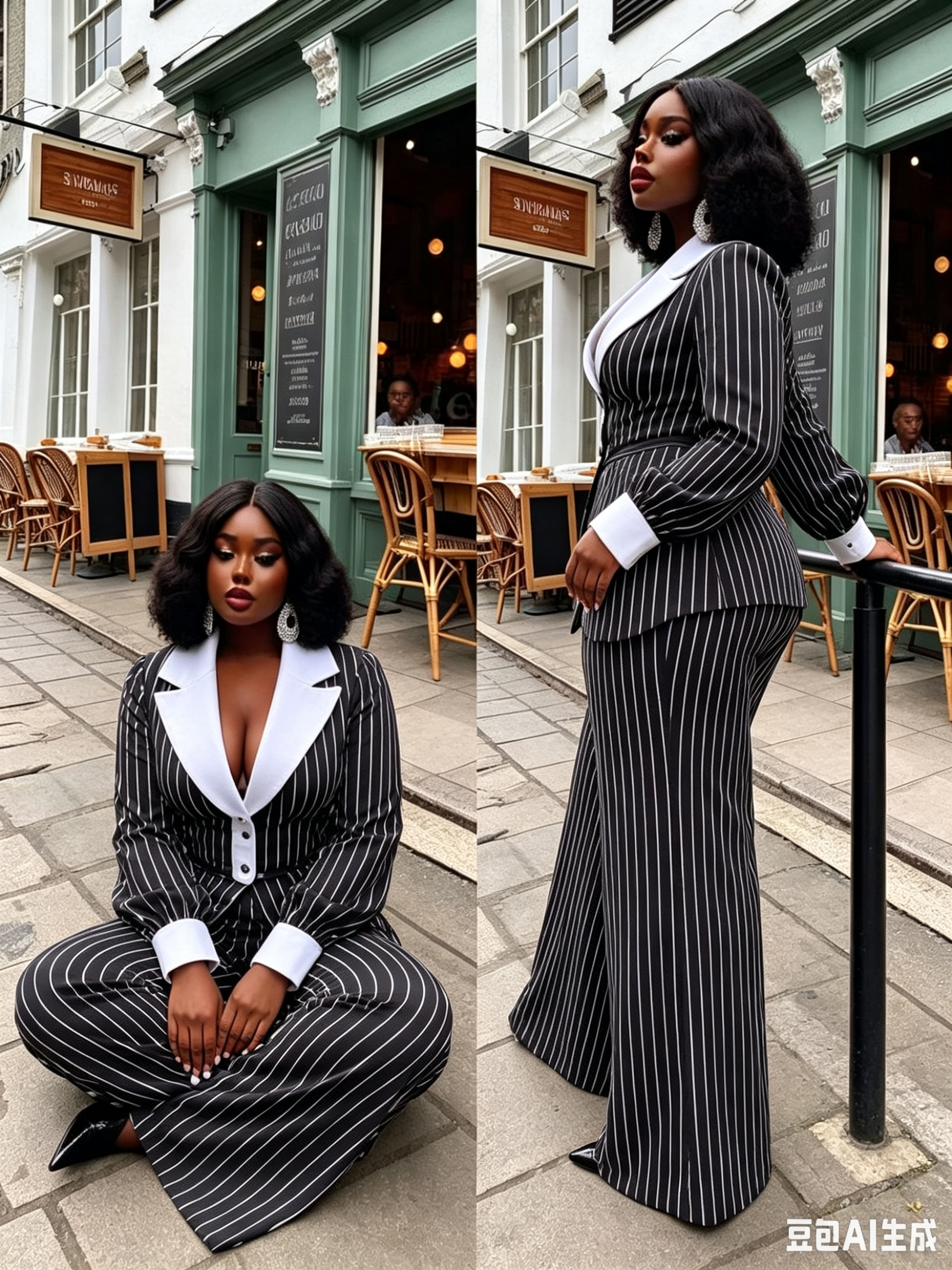 White Black Pinstripe Women Su - Women Formal Wear Black And White review and price