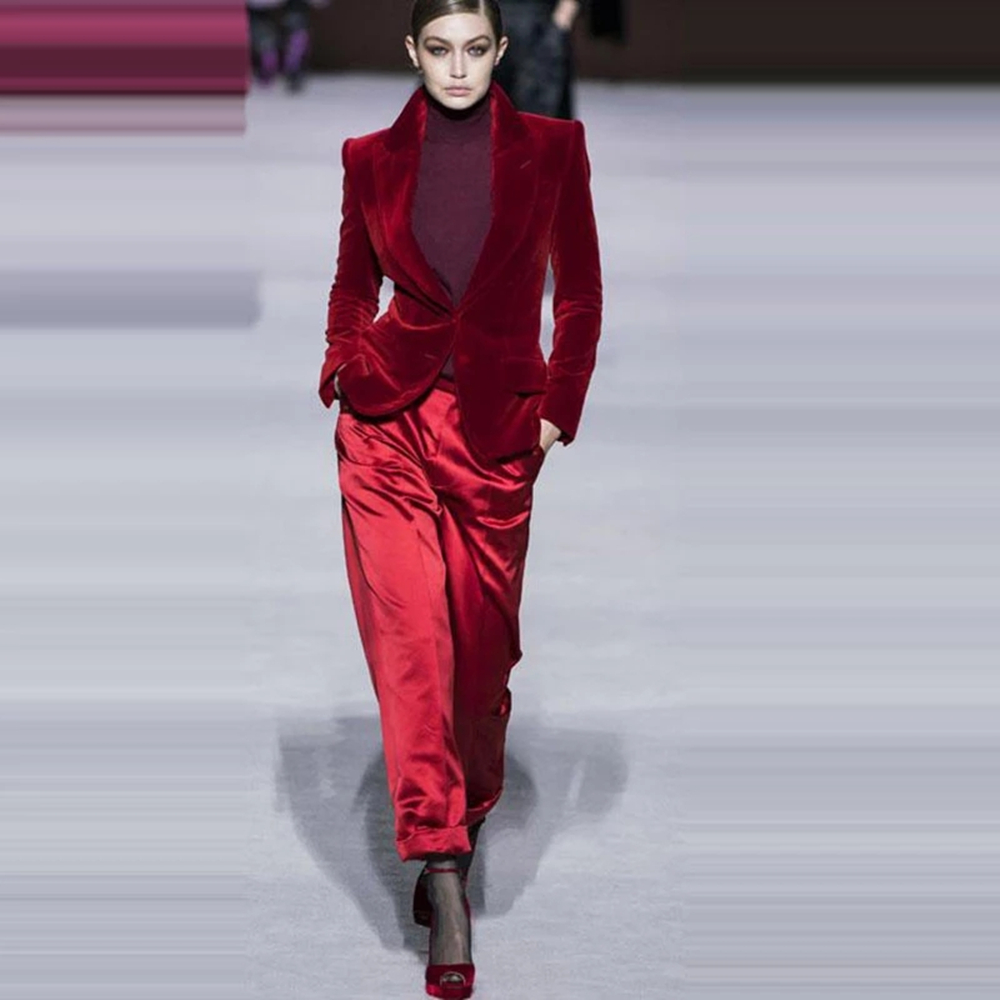 Women Pant Suits Wine Red Velv - Women'S Formal Wear Pants Suit review and price