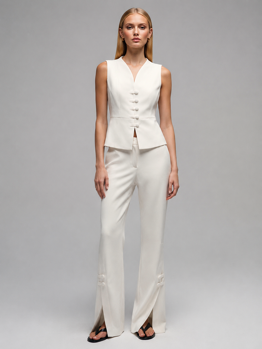 LIMO Women White Chinese Frog  - Women Formal Wear Set review and price